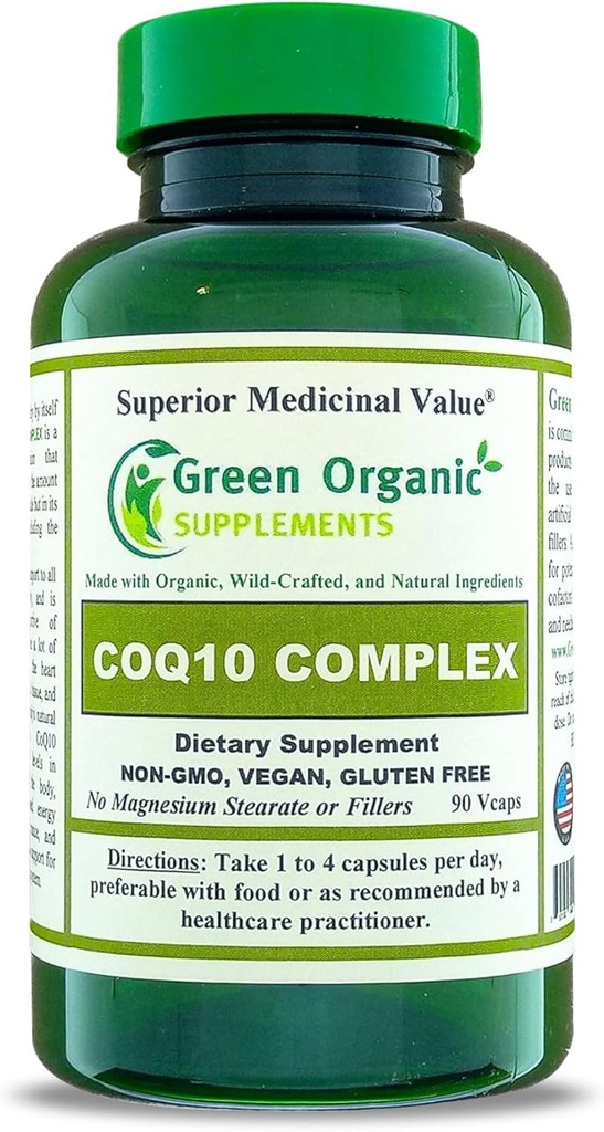 Zelené organické doplňky Coq 10 Complex, Ubiquinon, 90 VCaps, High Absorbovatelné, Non- GMO, gluten- Free (Single)