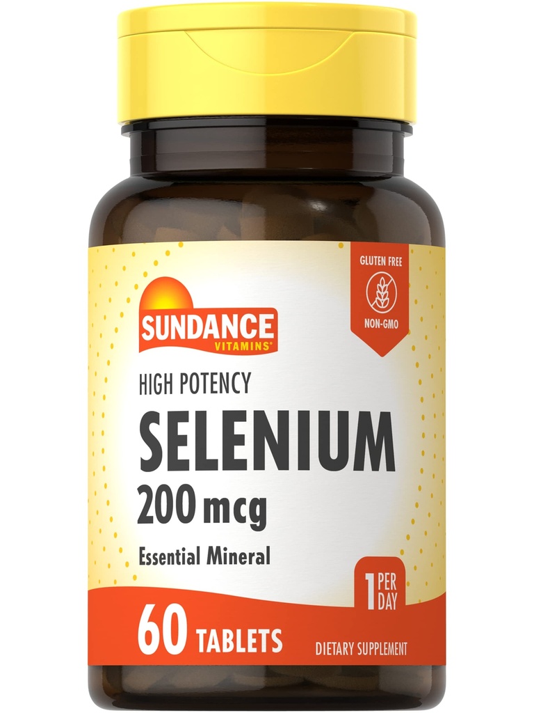 Sundance Selenium 200mcg colum124; 60 tablet colum124; High potency Formule colum124; Vegetarian, Non- GMO, a gluten zdarma Essential Mineral Supplement