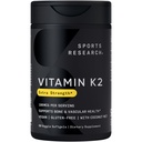 Sportovní výzkum Vitamin K2 MK7 180mcg s Coconut Oil - 60 Veggie Softgels - Vegan Certified, Non-GMO Ověřené & gluten- Free