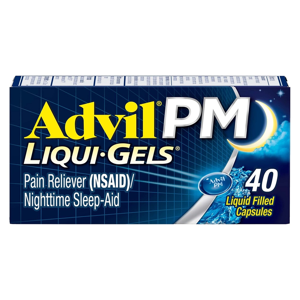 Advil PM Liqui- Gels Pain Reliever and Nighttime Sleep Aid, Pain Medicine with Ibuprofen for Pain Relief and Difenhydramine HCL for a Sleep Aid - 40 Tekuté plněné kapsle - Zpět na vysokou školu
