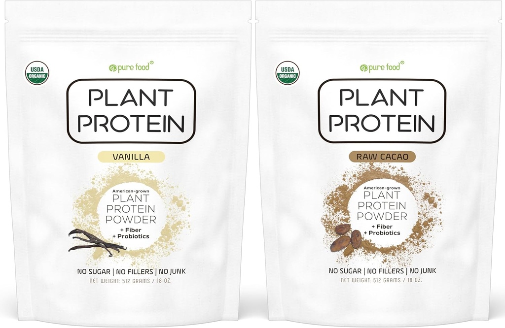 Čisté potraviny: Bílkovinný prášek na bázi rostlin s probiotiky 124; organický, čistý, všechny přírodní, veganský, vegetariánský, celý superior doplněk stravy bez přídatných látek 124; Keto (vanilka + čokoláda)