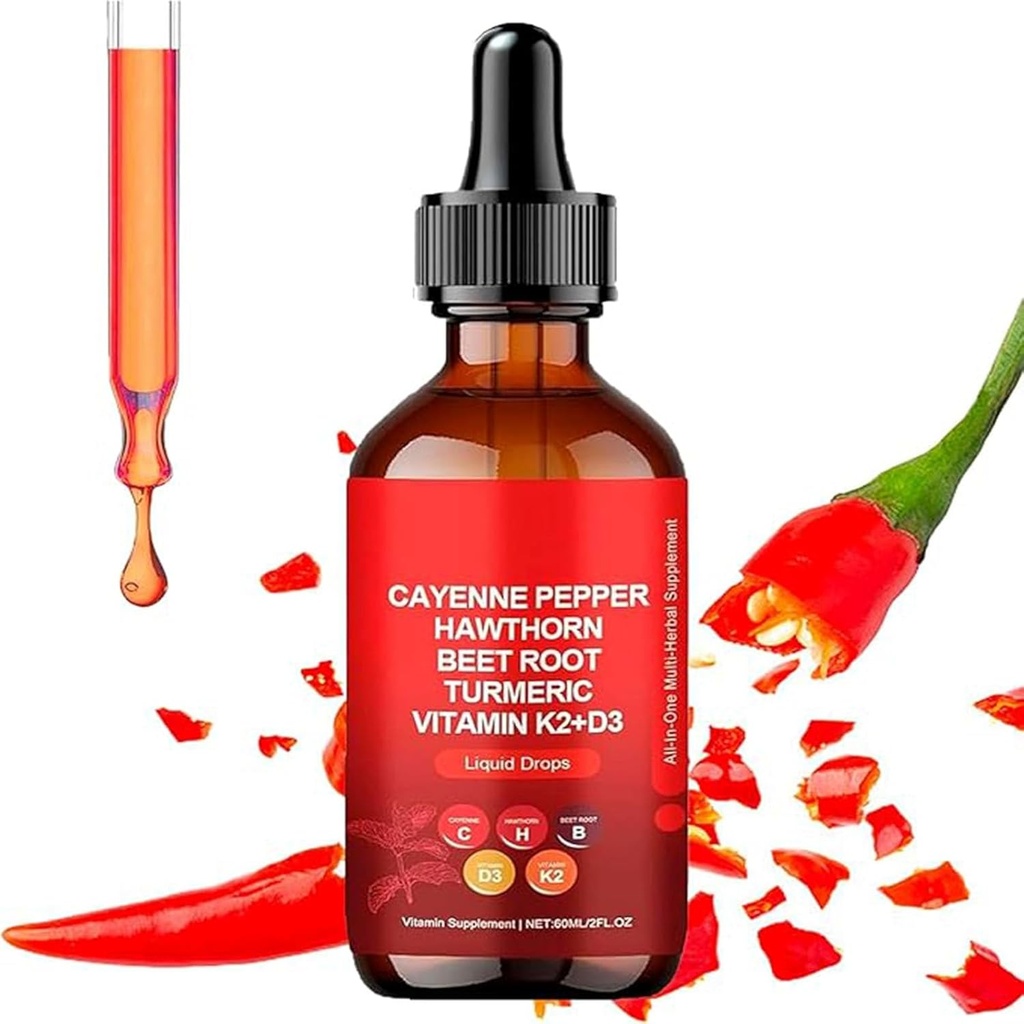Aeluro Cayenne Drops, Aeluro Cayenne Pepper Extract, 60 ml Cayenne Pepper Drops, Cayenne Pepper Liquid Drops Metabolismus Boost