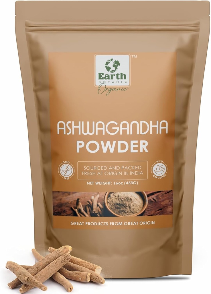 Ashwagandha Root Powder 453g (16 oz) - Non GMO & gluten Free - Witania Somnifera Sourced z Indie (balení po 1)