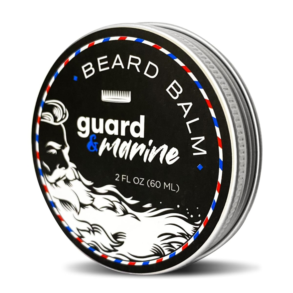 GUARD & MARINE Beard Growth Balm - 2 oz. Efektivní přírodní vzorec s biocínem pro péči o vousy a kníry, hydratace a styling, Leave-in Beard Conditioner & Nevoňavý hydratační krém pro muže