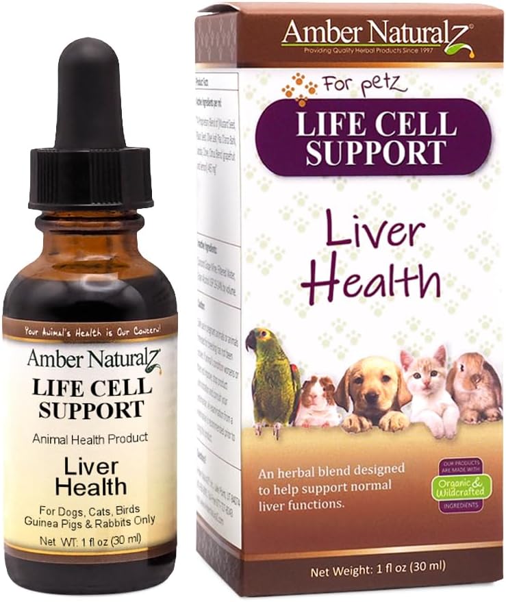 Amber NaturalZ Life Cell Support Bylinný doplněk pro psy, kočky, ptáci, králíci, a Guinea Prasata 124; Podporuje normální funkce jater a lymfatické zdraví 124; Přírodní pomoc pro detoxikaci