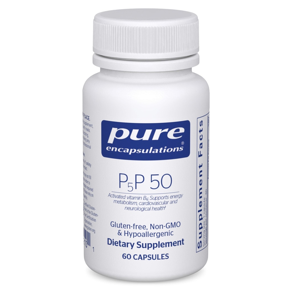 Čisté Enkapsulace P5P 50 - Aktivní vitamín B6 - Podporuje energetický metabolismus a zdraví mozku * - Gluten Free & Non- GMO - 60 Kapsle