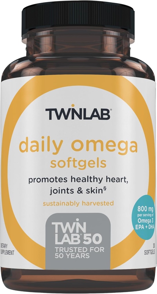 Twinlab Daily Omega Softgels - Joint Health and Brain Health Rybí olejové doplňky - 800 mg, 30 Softgeles