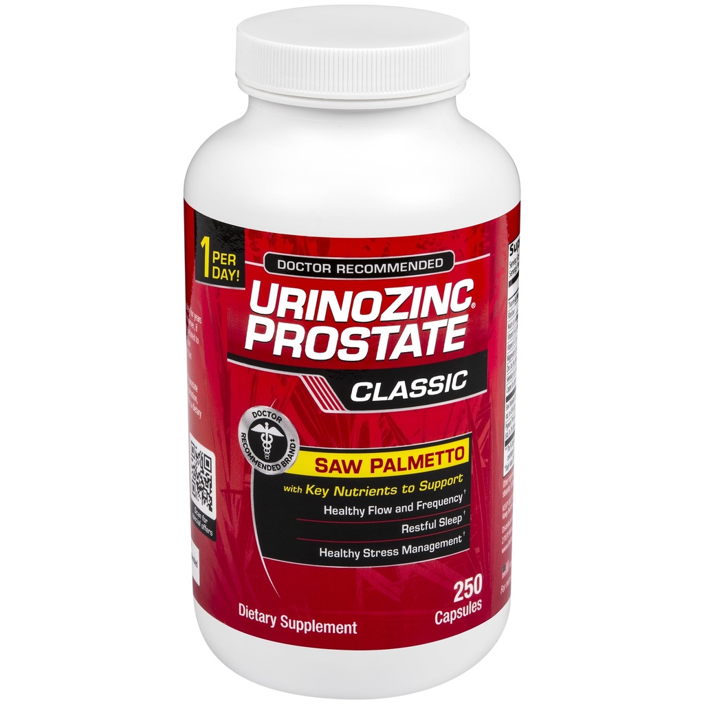 Urinozi Classic Prostate dodatek pro muže, 1 kapsle za den, Saw Palmetto & B Vitamíny (přes 8 měsíců dodávky, 250 Počet)
