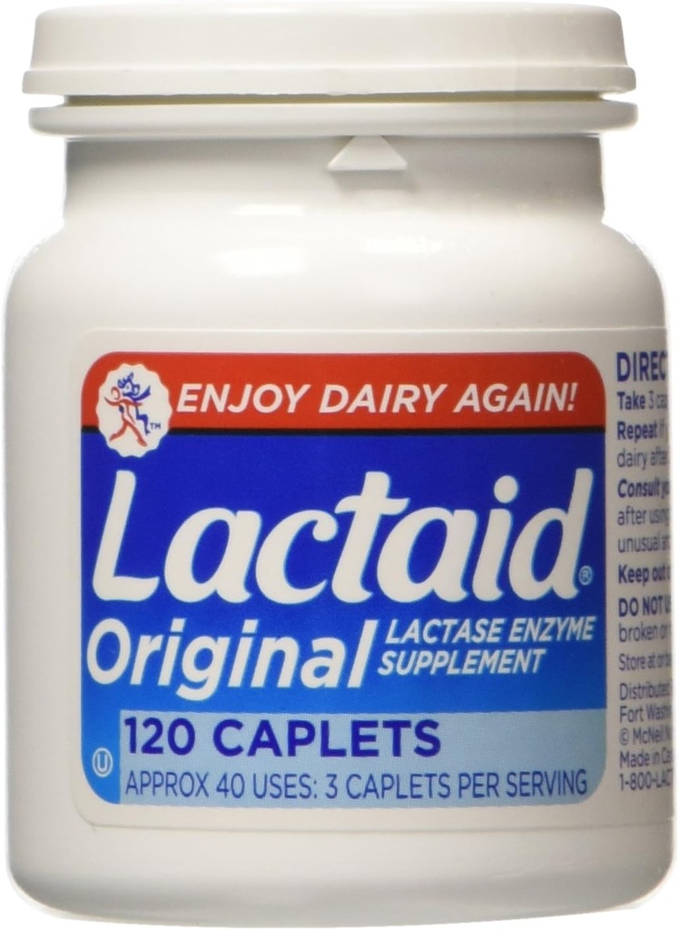 Lactaid Original Strength Lactase Enzyme Supplement, Caplet - 120 ea