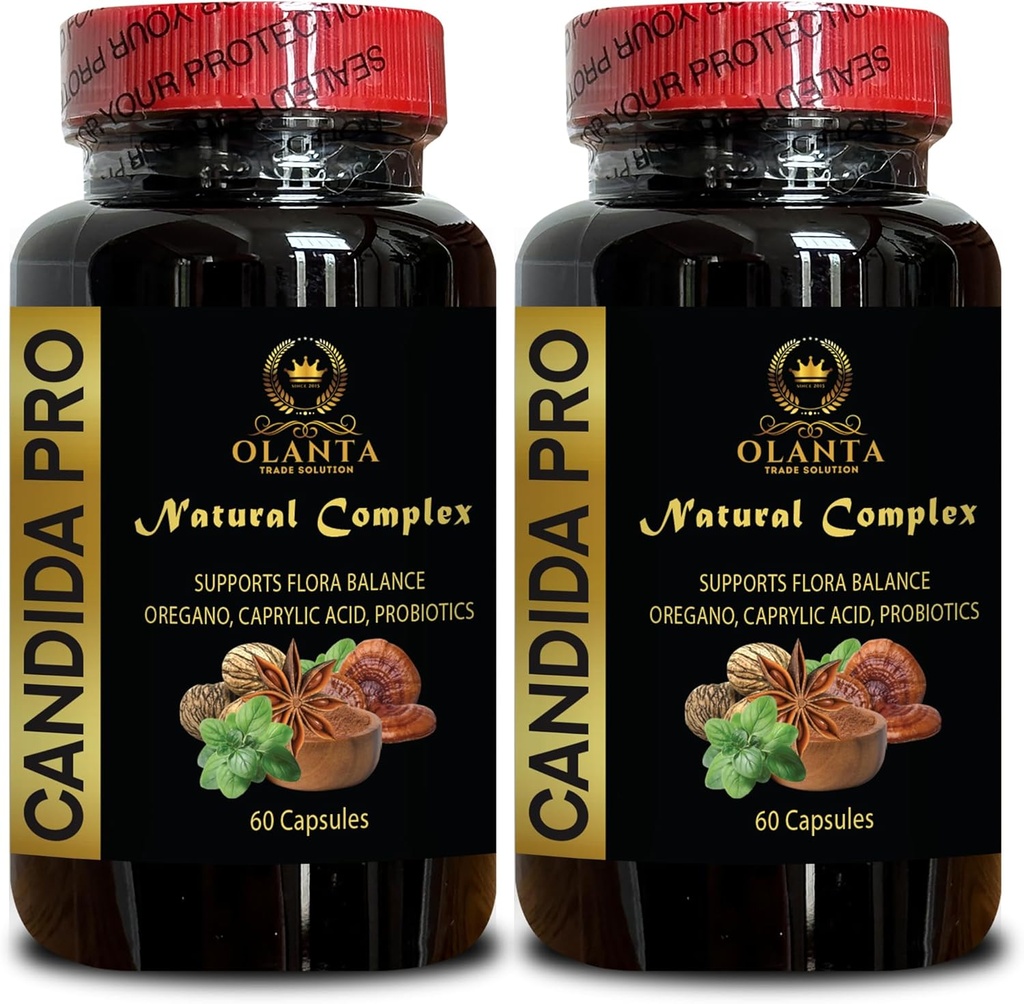 Komplex Candida Support - Oregano Oil Supplement, Candida May Cleanse Gut Support, probiotika pro ženy Digestivní zdraví, kapslí kyseliny capital - 2 láhve 120 Kapsle