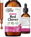 Divoké a organické červené jetele Extract Kapky - Menopauza Doplňky pro ženy - 600 mg tekuté červené jetele Tinktura - 1-Month Supply - Trifolium Pratense Blossom - Cukr & Alcohol- Free - 2 oz