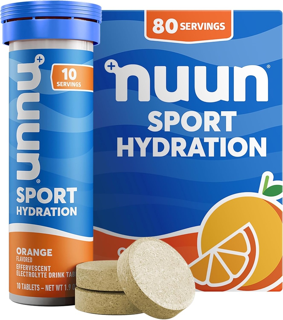 Nuun Sport Electrolyte Tablety s hořčík, vápník, draslík, chlorid & sodík, gluten zdarma & Vegan, Orange, 8 Pack (80 Služební celkem)