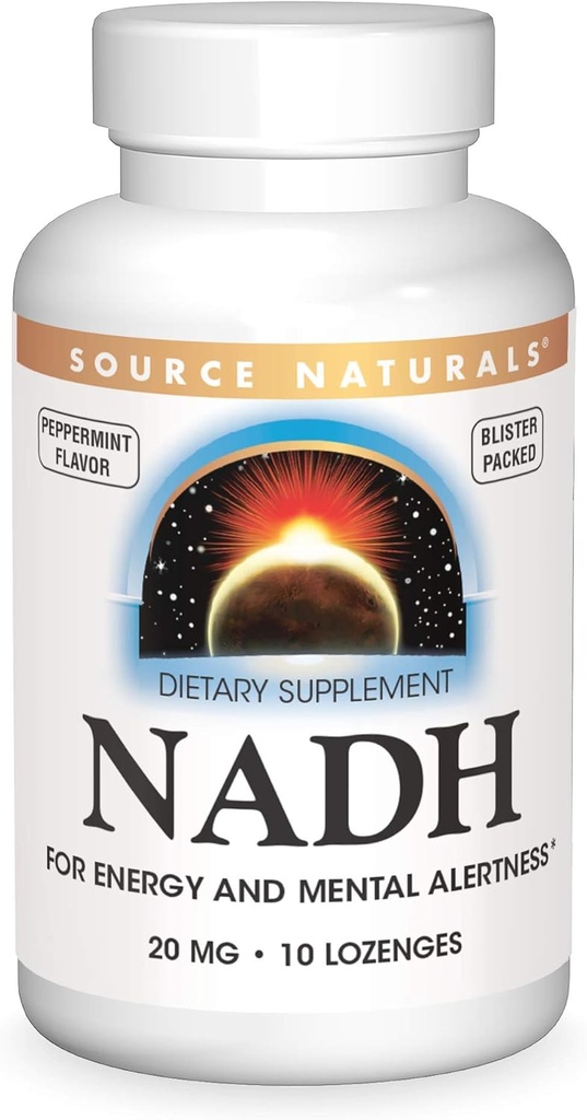 Source Naturals NADH 20mg, Boost Energy and Mental Alerness *, 10 Lozenges