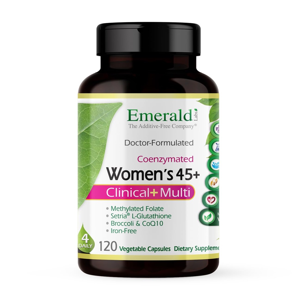 Emerald Labs Women 's 45 + Clinical Multi - Multivitamin pro komplexní podporu, Bone & Heart Health * - Designed for Women 45 + - Gluten- Free & Vegetarian - 120 Zeleninové kapsle (30- Day Supply)