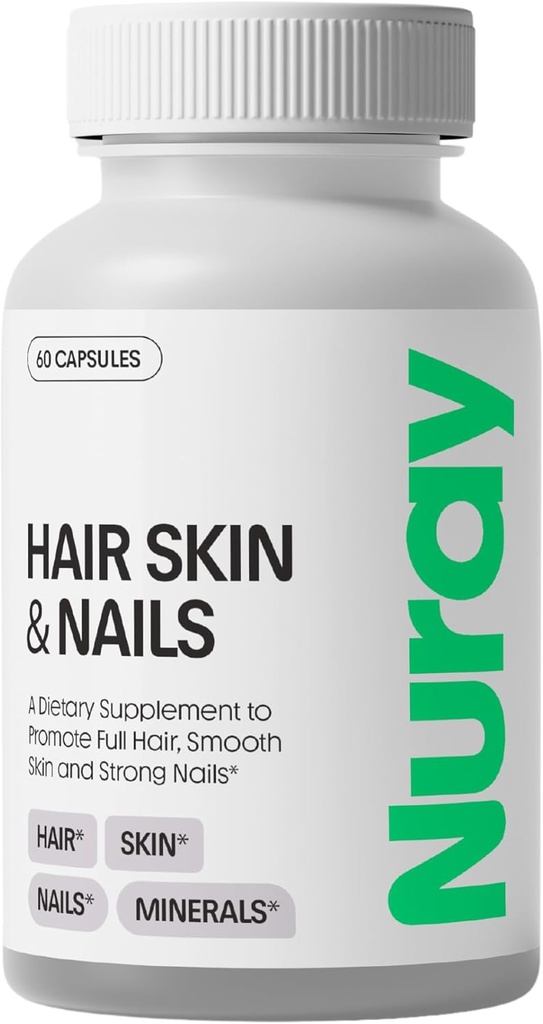 Nuray vlasy, kůže a nehty Vitamíny - Biotin, kolagen & Hyaluronic Acid - Pokročilý růst vlasů dodatek - Podpory Krása, kůže Radiance, & Nail Síla - s vitaminem B Komplex - 60 Kapsle