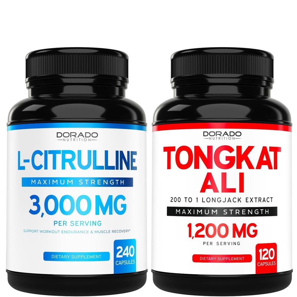 L Citrulline 3000mg dodatek (240 Počet) L Arginin & Nitric Oxide Pills - Tongkat Ali pro muže 1200mg 200 až 1 Extract - (120 Počet) Podpora síly, Drive & Athletic Performance - Vegan & USA Made
