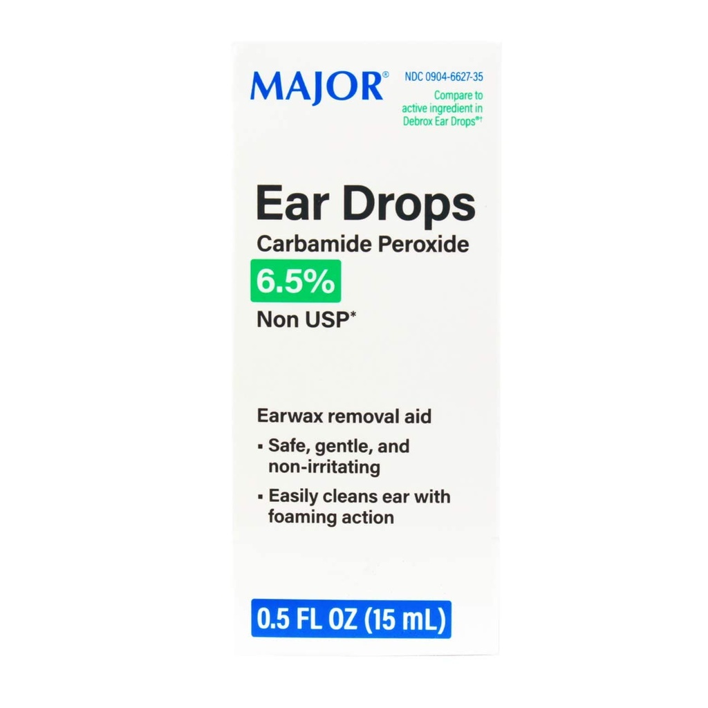 Major Pharmaceuticals 255984 Otic Ear Drop, Porovnat s Debrox, 15 ml Volume, Box