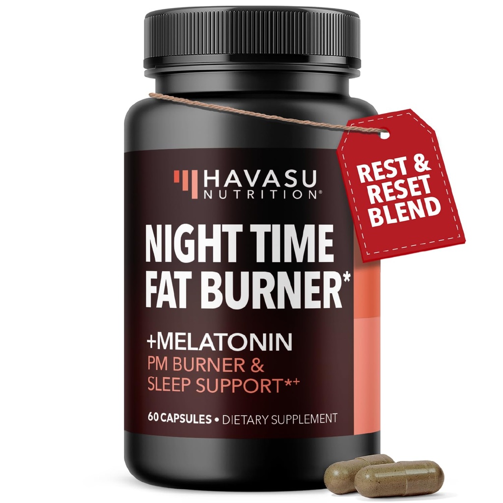 Night Time Tab Burner Kapsle pro muže a ženy - Appetit Suppressant pro hubnutí s White Ledney Bean - 60 Počet - Metabolismus Booster s melatonin pro podporu spánku - 2-měsíční zásobování