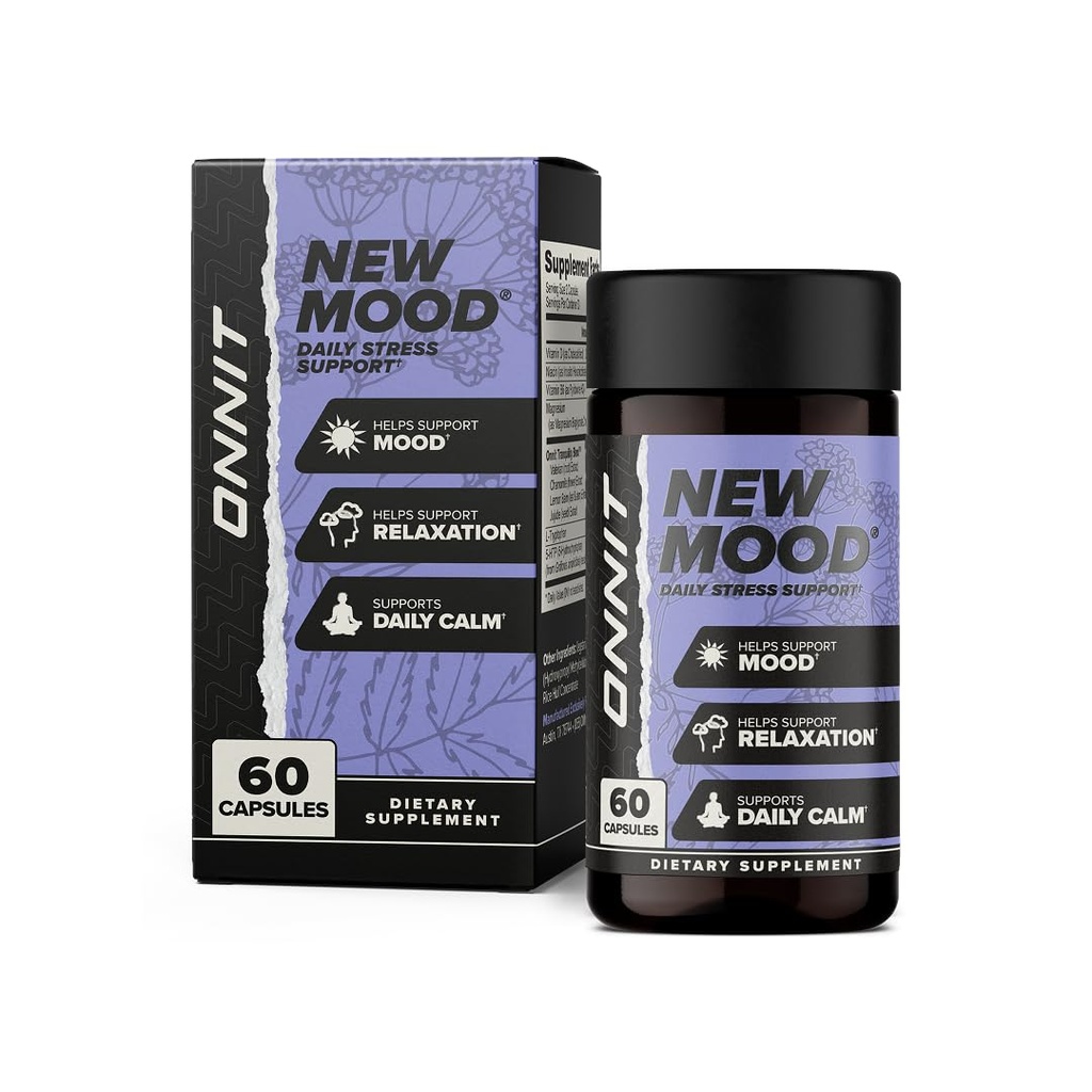 ONNIT New Mood Daily Stress Support Capsules, IGEN ™ Non- GMO Testováno, Spánek a nálady Supplement pro muže a ženy, Denní Stress Management Kapsle, 60 Počet