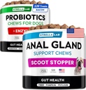 Probiotika + Anální Gland Support Dogs Bundle - Digestivní Enzymy & Prebiotika - Alergie, Průjem, Zácpa a Scoot Léčba - Příplatek na vlákna pro stravu, Gut Health & Imunity - Made in USA