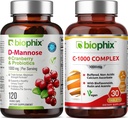 biophix D- Mannose Plus Cranberry Probiotika 1000 mg 120 Vcaps - Volný vitamín C- 1000 30 Tablety - Podporuje močový měchýř Trakt Zdraví a trávicí dobře být