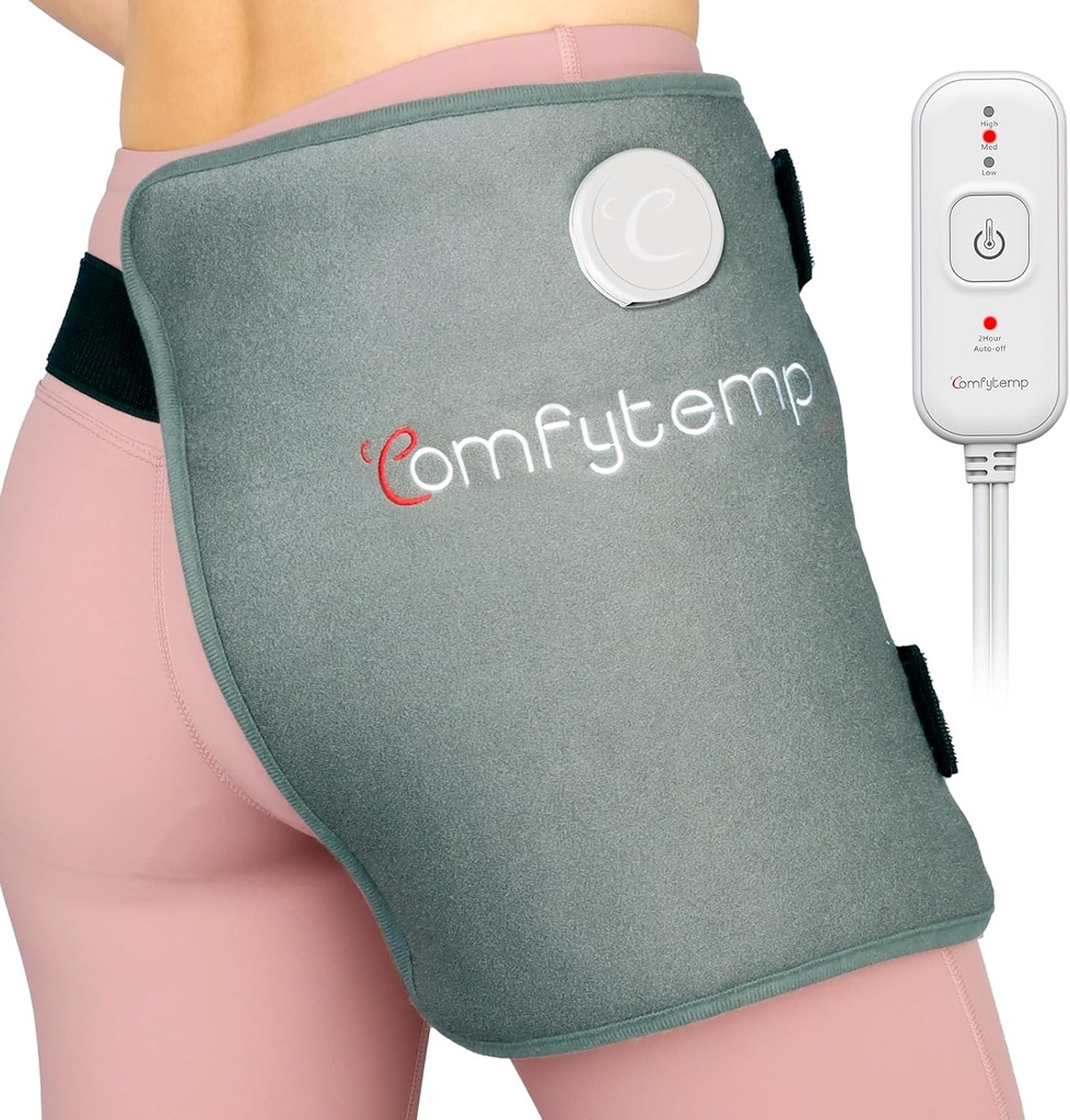 Comfytemp Hip Toping Pad pro Hip Sciatica Pain Relief Hip Brace, Vánoční narozeninové dárky pro mámu ženy manželky mužů, dolní zadní Thigh Buttock elektrické FSA způsobilé HSA Teplo Pad Hot Fyzical Therapy (S / M)