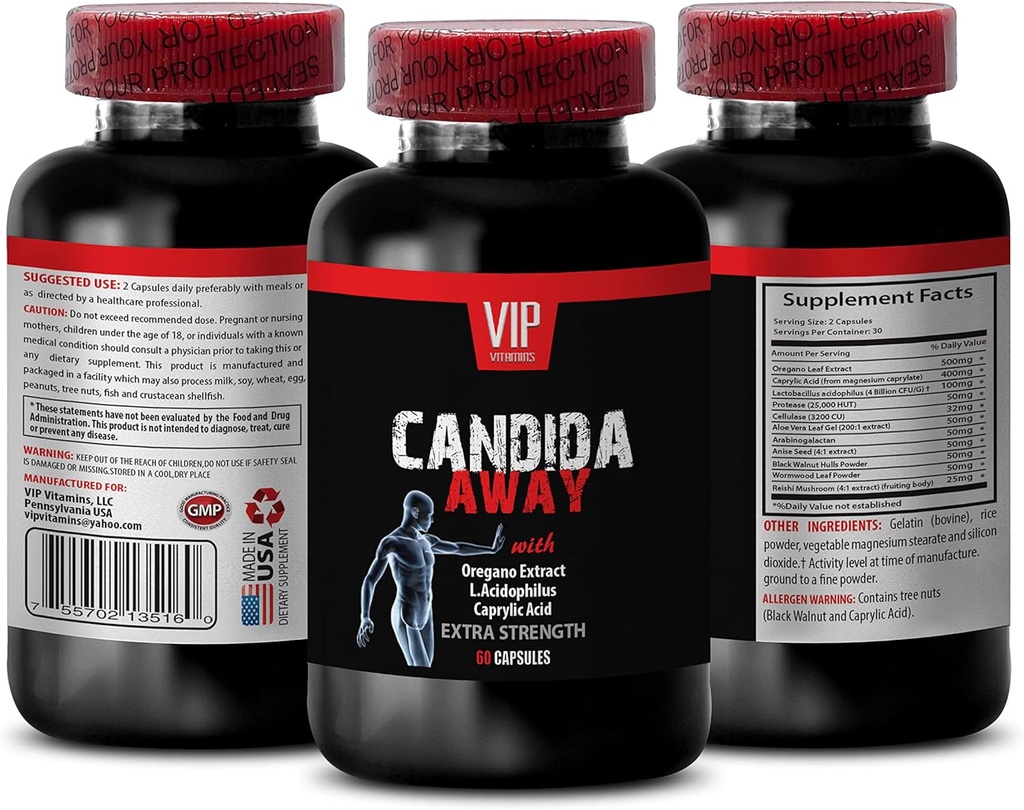 Imunitní systém Booster - CANDIDA AWAY EXTRA STENGTH FORMULA - DIGESTIVE AID - candida cleanda support, candida overgrow, candida complex, candida complex, candida - 1 lahvička 60 Kapsle