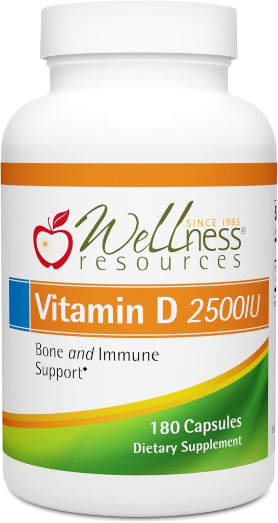 Wellness Resources Vitamin D - 2 500 IU vitaminu D3 (180 Veggie Kapsle)