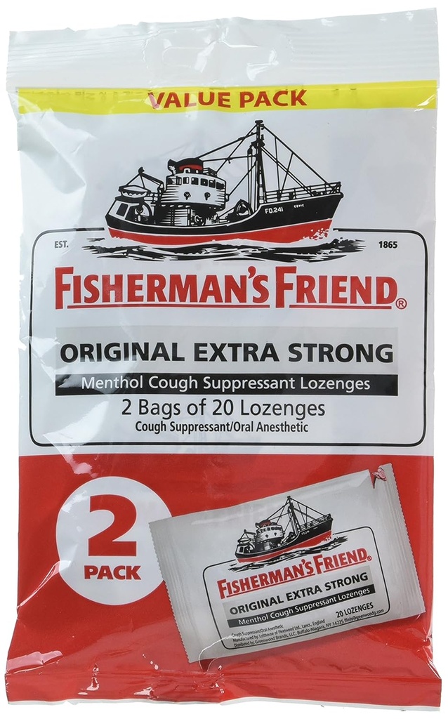 Fisherman 's Friend Original Extra Strong Cough Conpressant Lozenges, 20 Count (Pack of 2)