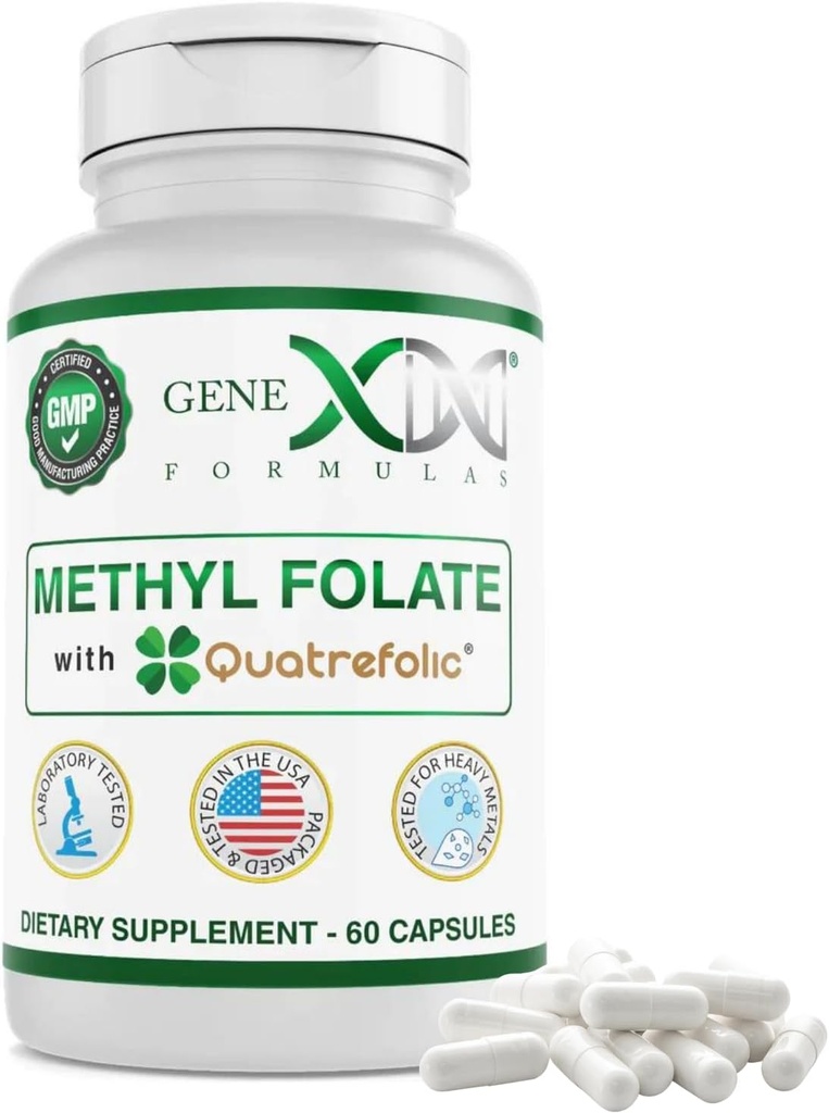 GENEX Methylmethylfolát s Quatrefolic ® 1360 mcg DFE (60 kapslí) Bio- Aktivní forma folátu - 5-methyltetrahydrofolátu 124; Vegan, Gluten Free, Non- GMO (60 denní dodávka)
