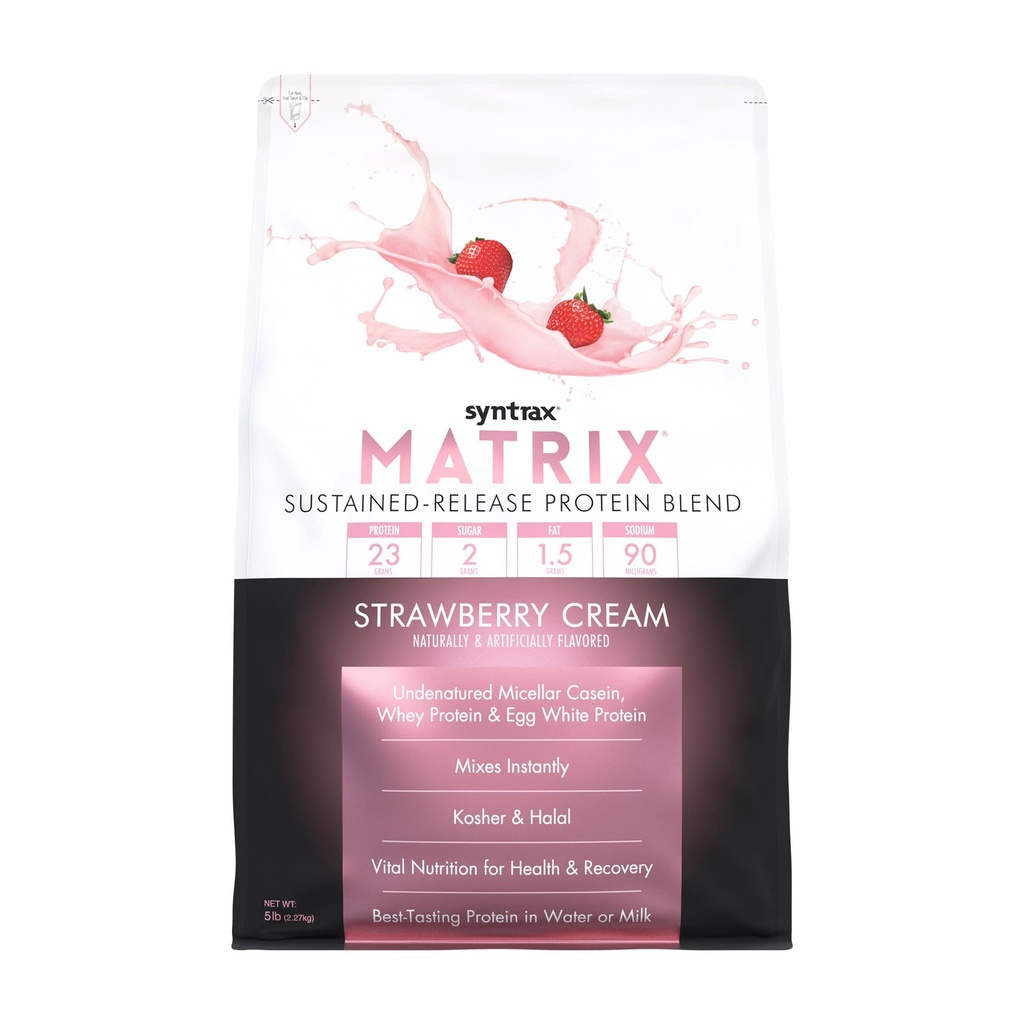 Syntrax Nutrition Matrix - Sustainatural-Release Protein Blend, Strawberry Cream 5 liber.