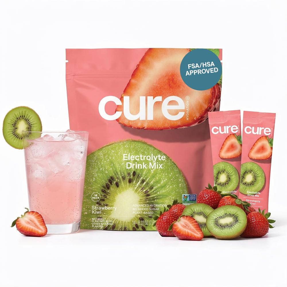 Lék Hydratace 124; Plant- based Electrolyte Drink Mix 124; No Add Sugar CLAS124; FSA- HSA CLAS124; Dehydratace Relief Powder Made with Coconut Water CLAS124; Non- GMO CLAS124; Vegan CLAS124; Pouch 14 Packets - Jahodové kiwi