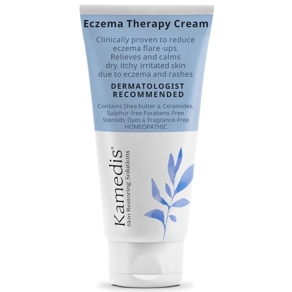 KAMEDIS Eczema Terapie Umývání Tělový krém. Botanické nápoje. Klinicky prokázáno pro svědění, suché, podrážděné kůže. Dermatolog doporučil hydratační léčbu. SLS & paraben- free.
