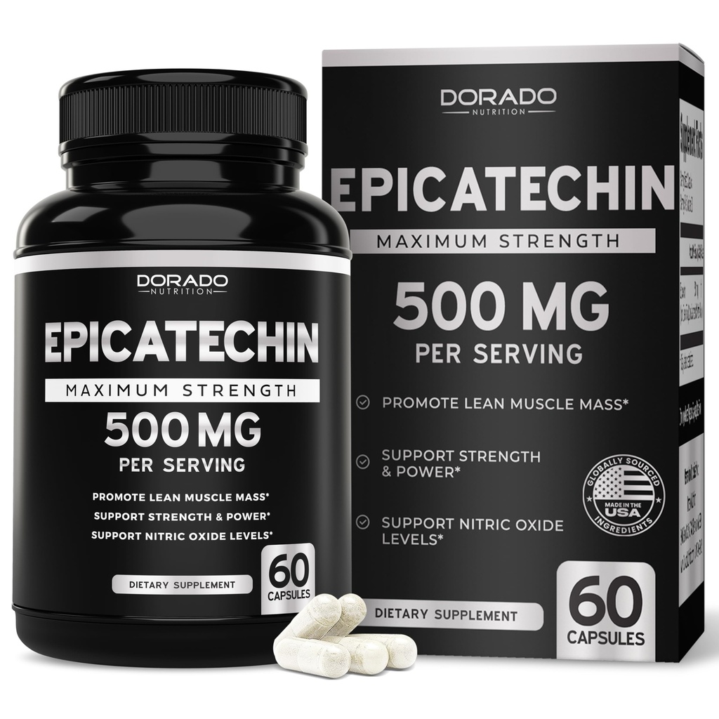 Epicatechin Extract 500mg Per Serving (60 Kapsle) Myostatin Inhibitor, Myostatin Block pro Lean Muscle, Oxid dusičný, Stamina & Endurance - non GMO, Vegan dodatek & Třetí strana Testováno