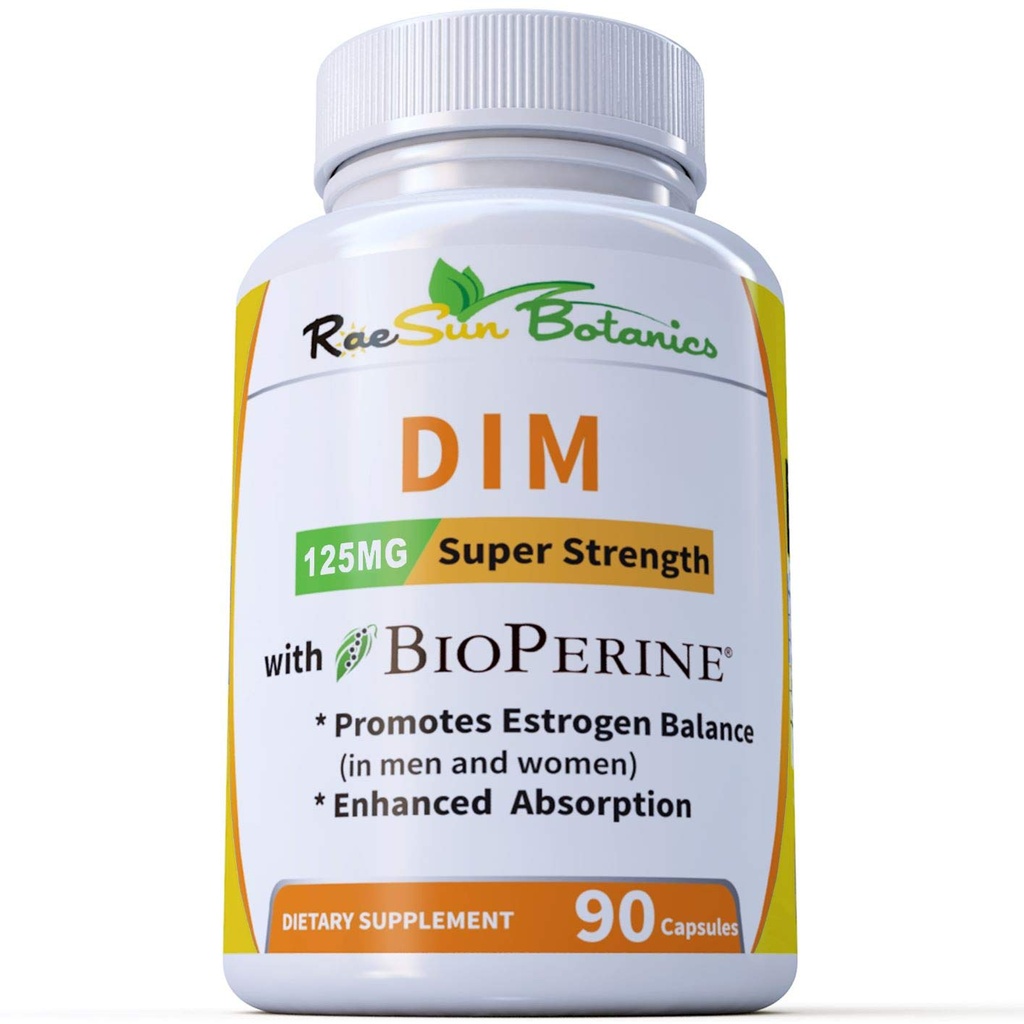 DIM dodatek 125mg - DIM Diindolylmethan Plus BioPerine 90- Day Dodávka DIM pro Estrogen Balance, Hormon Menopauza Balance, Podpora akné, Vlasová kůže a nehty