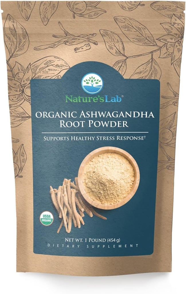 Přírodní laboratoř Organic Ashwagandha Root Powder - 1lb Bag (227 Doručování)