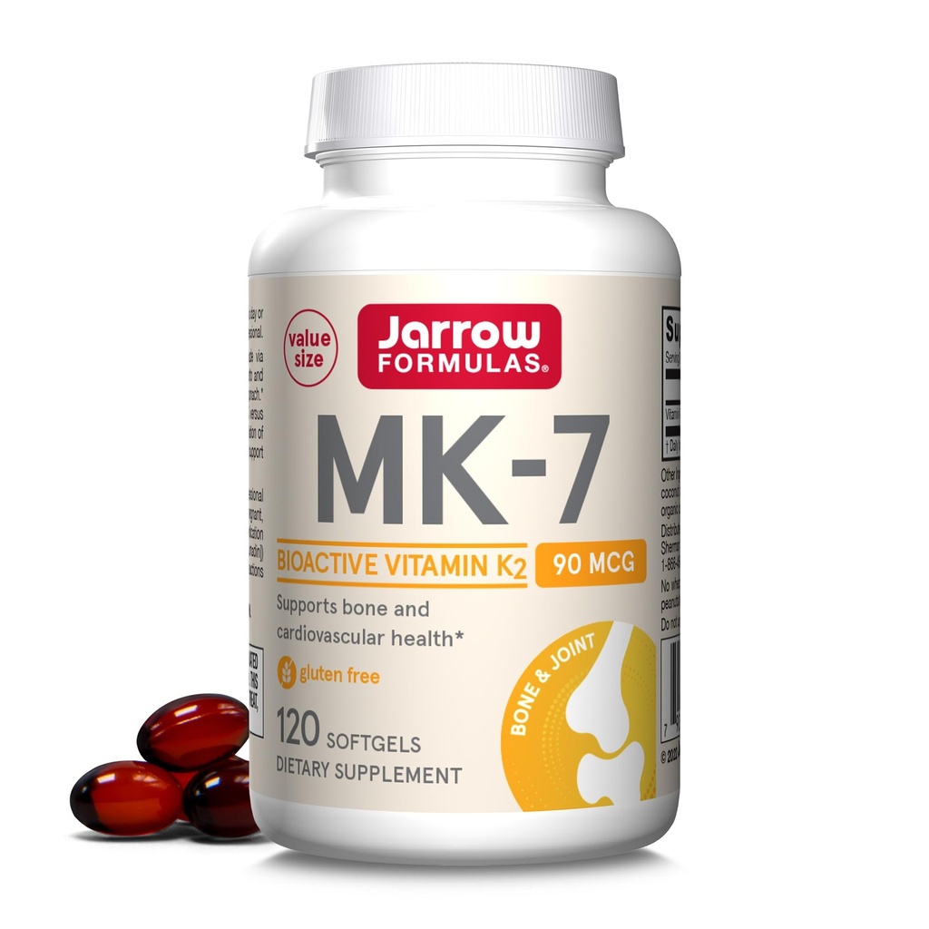 Jarrow Diplomas MK-7 90 mcg - Bioaktivní forma vitaminu K2-120 Servings (Softgels) - pro kostní a kardiovaskulární zdraví - Vitamin K2 MK-7 dodatek stravy - K2 vitamin dodatek MK-7 - Gluten zdarma