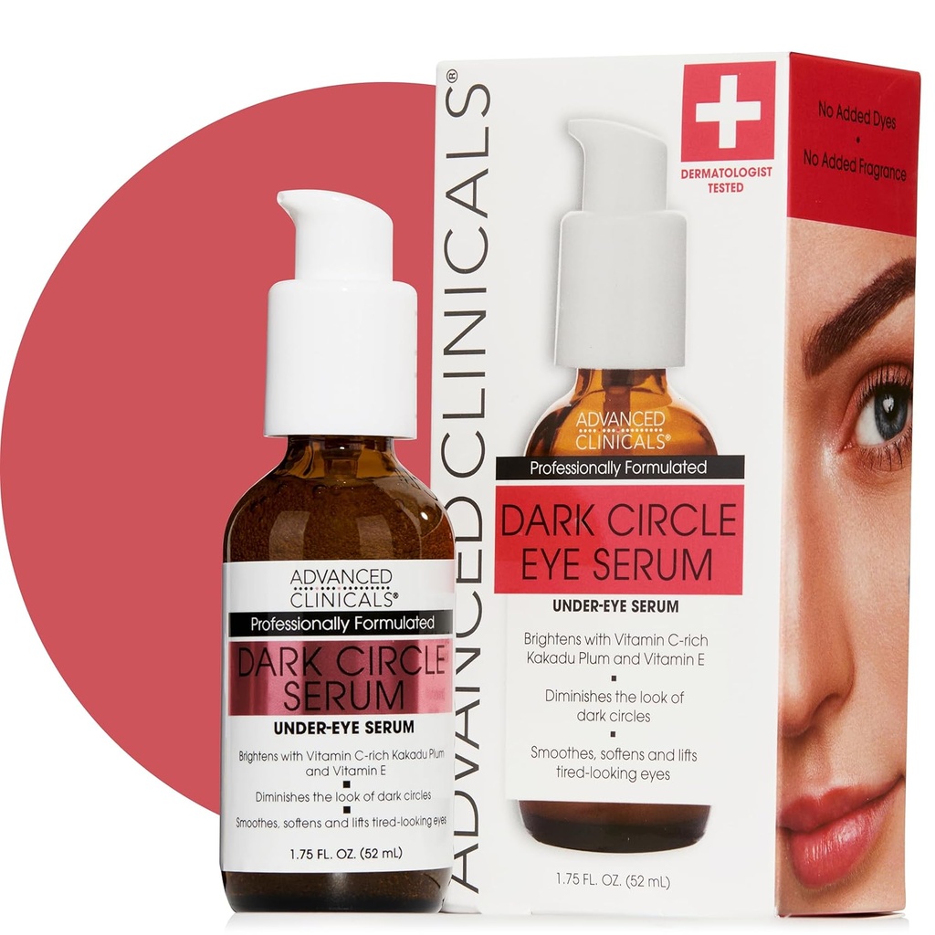 Advanced Clinicals Dark Circle Caffeine Under Eye Serum For Face With Hyaluronic Acid Moisturizer + Peptides CLAS124; Brighting Vitamin C Serum pomáhá zlepšit vzhled Puffy Eye & Fine Lines, 1.75 Fl Oz