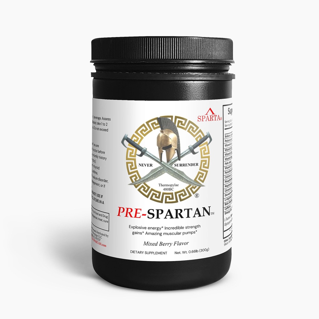 PRE- Spartan Workout Energy Drink Powder AAKG, Dodává intenzivní Workout Energy, Focus & Pumps Gain Muscle L Citrulline Arginine 30 Seedings - Palivo Váš Spartan