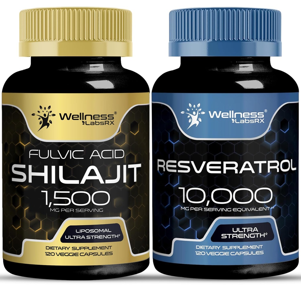 WELLNESS LABSRX Resveratrol Kapsle s Shilajit Čisté Himalájské Kapsle