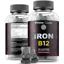 Vitamin B12 Gummies pro ženy a muže, 20mg doplněk železa pro dospělé, Free Blood Builder pro anemii, Vitamin B12 Gummies s železem a přírodní Blackberry Flavor, Vegan, Non- GMO, 30 denní zásobování