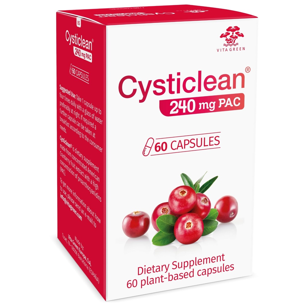 Cysticlean Cranberry PAC dodatek - 240 mg PAC, Sugar- Free - Podpora infekce močových cest - Nejúčinnější Cranberry pilulky pro cystitis & Intersticiální Cystitis Relief