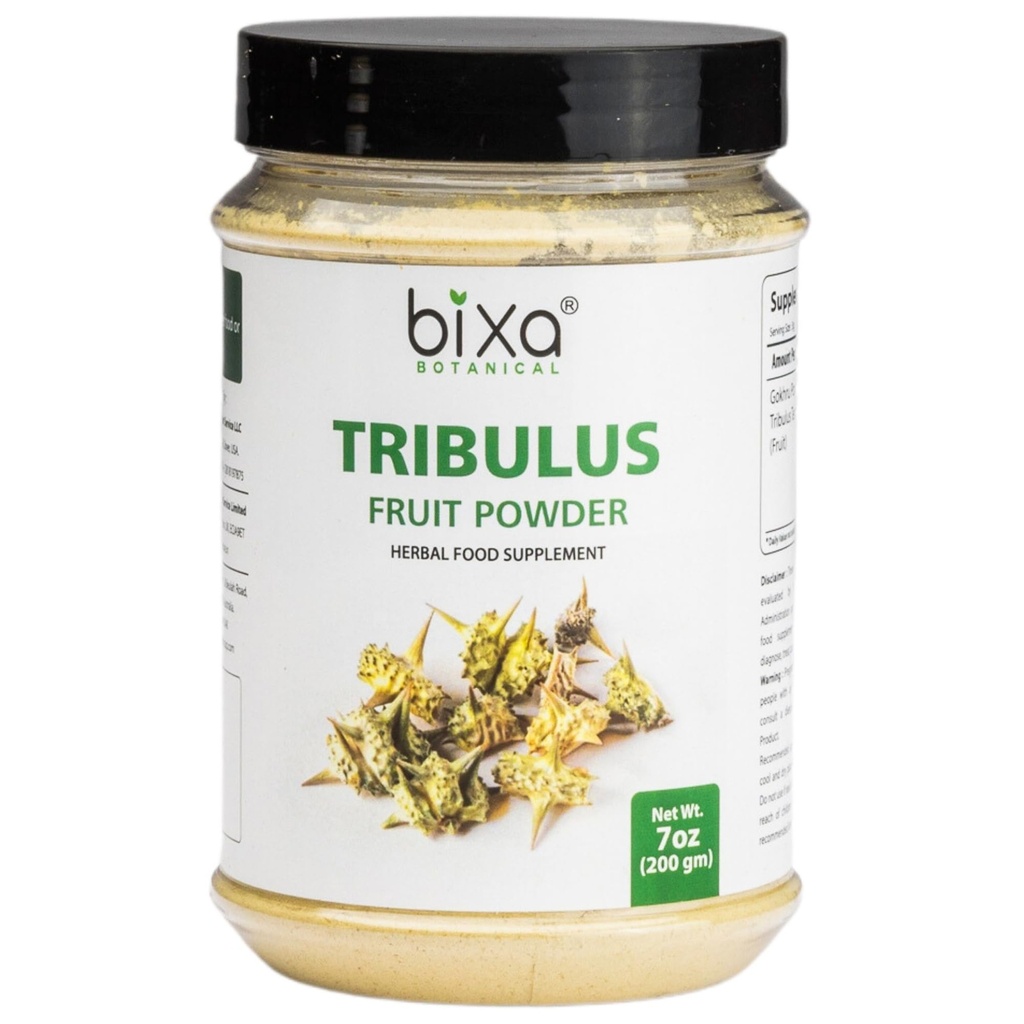 bixa BOTANICAL Tribulus Terrestris Powder (Gokshura / Gokhru) - 200g / 7 Oz curren124; Bylinný doplněk crust 124; Gluten Free, Non- GMO, Steam Treated, Vegan, 100% čisté.