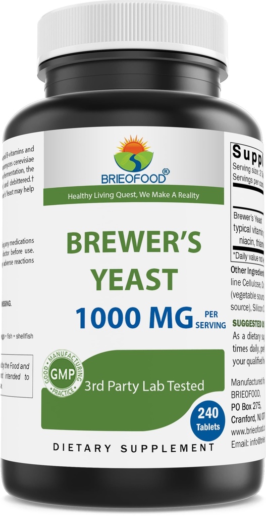 Brieofood Brewers Yeast 1000 mg per Serving - 240 Tablet - 3. strana Labe Testováno na čistotu a kvalitu