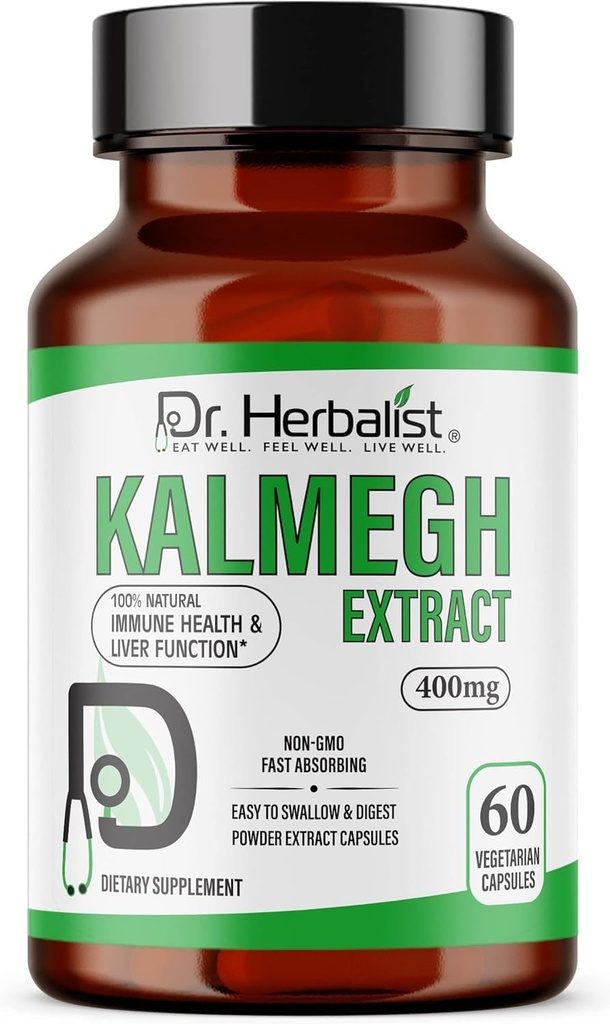 Dr. Herbalist Kalmegh Extract 400mg - 60 Vegan Kapsle 124; 10: 1 Andrographis Paniculata Extract = 4,000mg Raw Herb Ekvivalentní 124; Premium Herbal Dodatek 124; Plant- based Daily Support