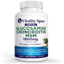 Glucosamine Chondroitin Advanced Společná podpora Tripple síla se zinem a mědí, společný dodatek pro muže a ženy pro chrupavku a společné zdraví, Made in USA, 90 Veg tablety