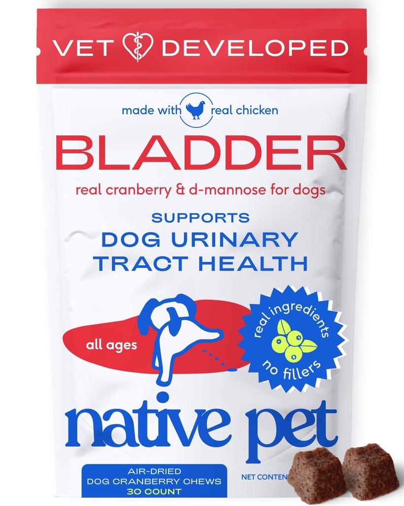 Individuální Pet Dog UTI Léčba - Cranberry dodatek pro psy Kontrola močových měchýřů a Podpora ledvin - Zabraňte infekci močových cest a inkontinence moči - Made with Real Cranberry Extract - 30 Chews