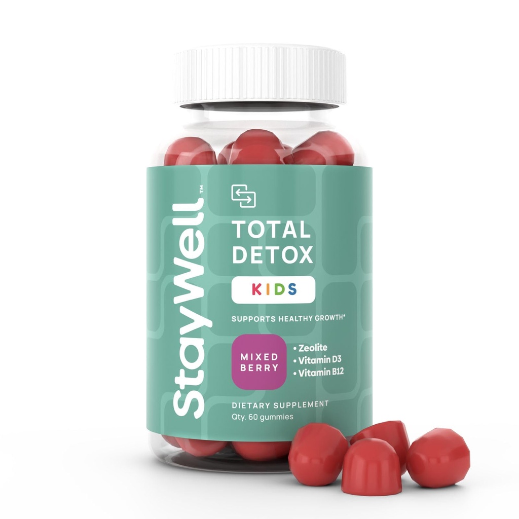 Přírodní zeolit Heavy Metal Detox Kids, Žvýkací žlab, Mikronizovaný zeolit, Celkové tělo metalíza, Toxin Cleanse, Non- GMO, 60 Smíšené Berry Gumy