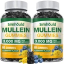 2 Balení cukru zdarma 3000MG Mullein Gummies - Lung Cleanse, Mullein Leaf Extract dodatek pro dýchání, organické Mullein kapky s Quercetin & Bromelain pro Lung, Digestive Health & Imunity