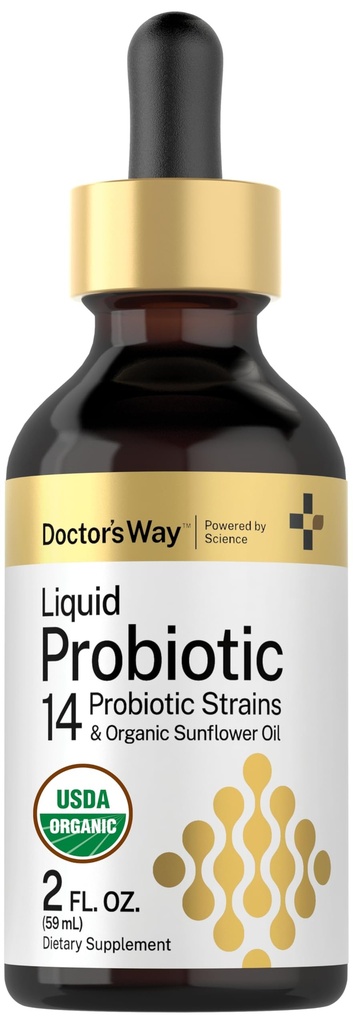Lékařská cesta tekutý protetický 124; 2 fl oz curren124; 14 Probiotické proužky s organickým slunečnicový olej 124; Non- GMO dodatek